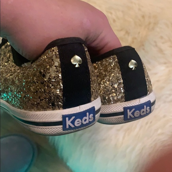 Kate Spade Gold Glitter Keds Shoes 5.5 - Picture 3 of 4